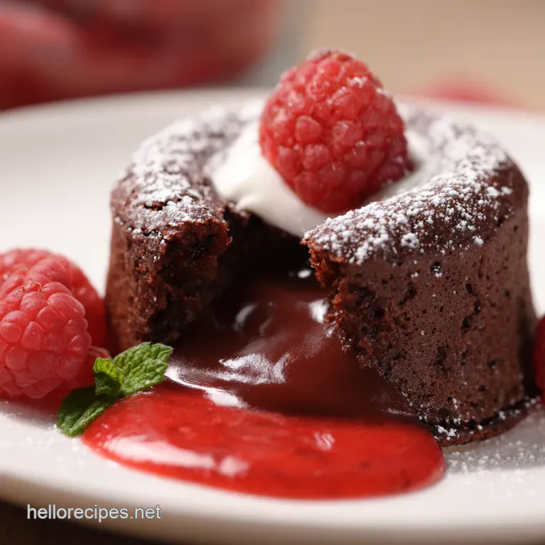 Molten Chocolate Lava Cakes with Raspberry Coulis