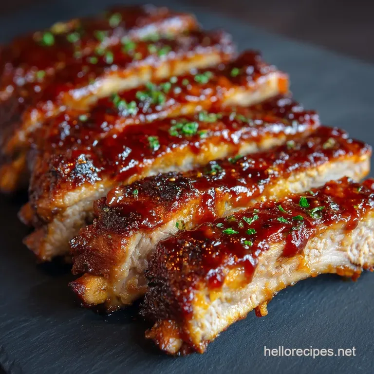 Nanas Secret Weapon SlowSmoked St Louis Ribs with Deep South Tangy BBQ Sauce presentation