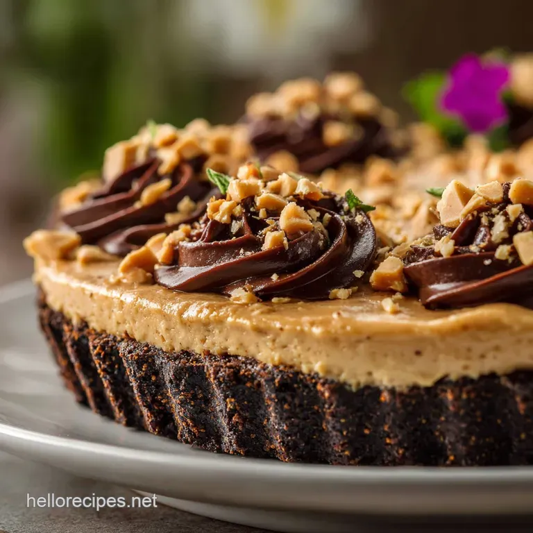 Gluten Free No Bake Desserts: the Ultimate Peanut Butter Chocolate Silk Tart presentation