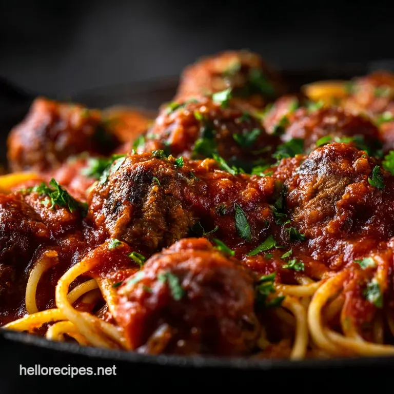 Spaghetti and Meatballs: Nonnas Classic Tender Meatballs and Slow-Simmered Sauce