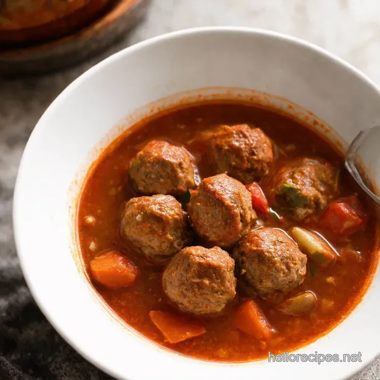 Nonnas Secret Hearty Italian Meatball Soup presentation