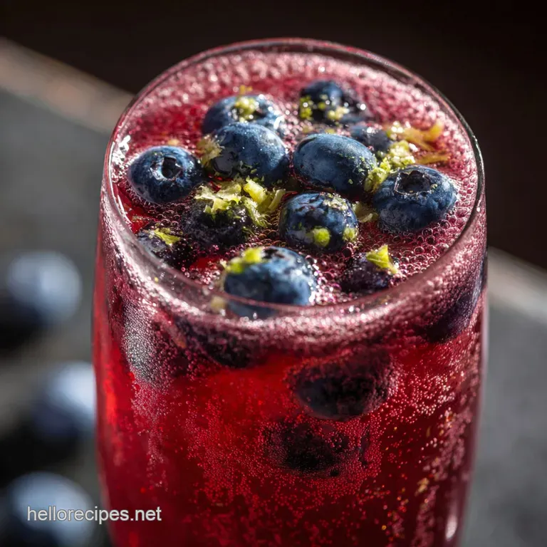 The Notting Hill Fizz Sparkling Blueberry Ginger Mocktail presentation
