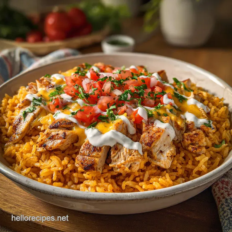 A single, juicy chicken piece atop a mound of flavorful rice. Garnished with cilantro. Warm, savory, and beautifully plated.