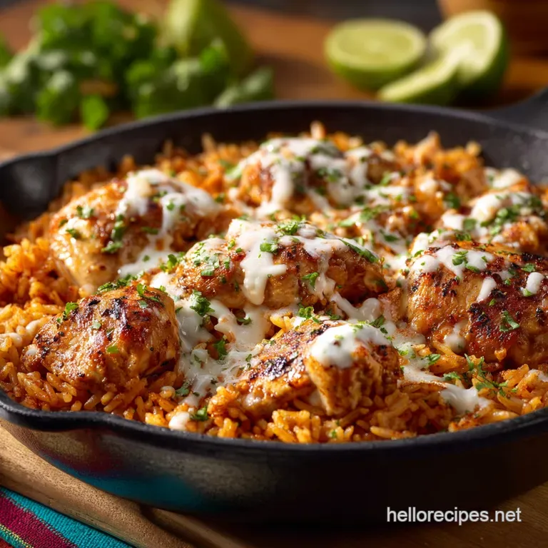 One Pan Pollo Loco Chicken and Rice with Queso