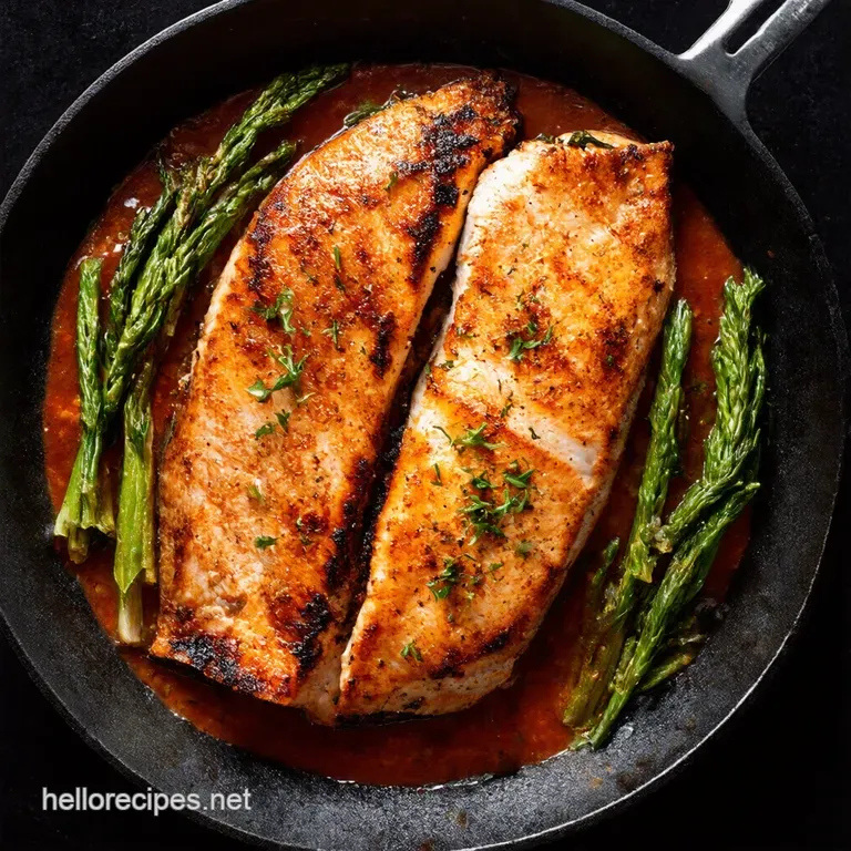 OnePan Blackened Cod with Roasted LemonGarlic Asparagus