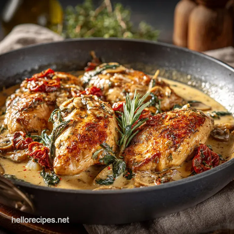 The Ultimate Onepan Creamy Tuscan Chicken with Spinach and Sundried Tomatoes presentation