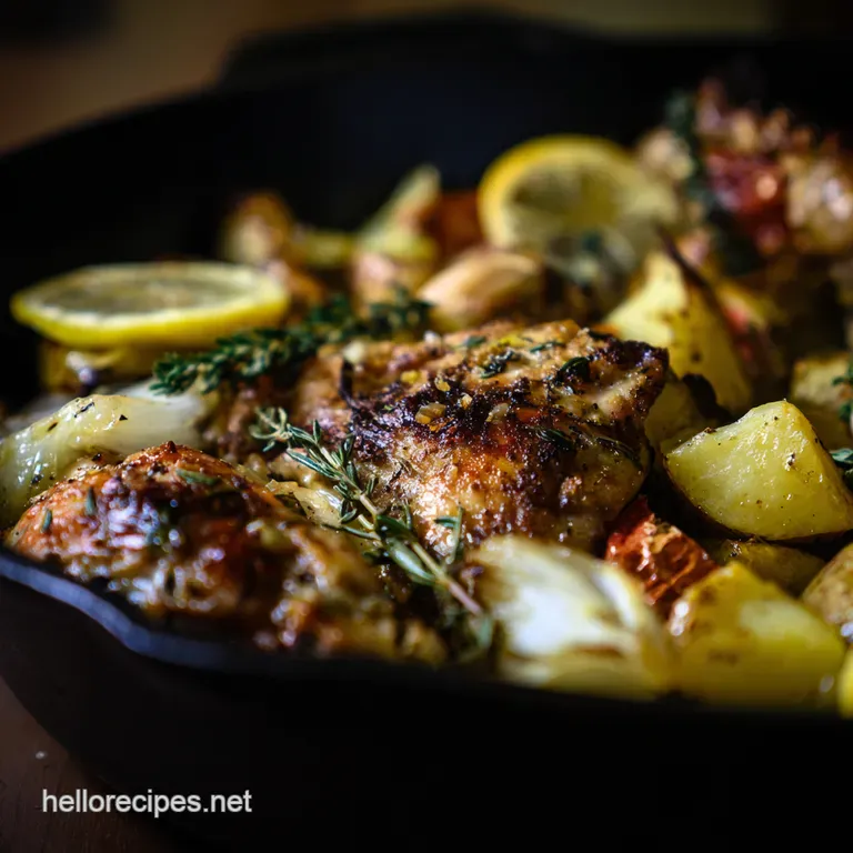 OnePot Lemon Herb Roasted Chicken and Veggies