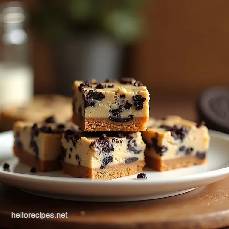 Oreo Cookie Dough Dream Bars presentation
