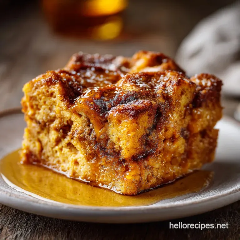 Pumpkin French Toast Casserole with Pecan Streusel (Overnight Recipe) presentation