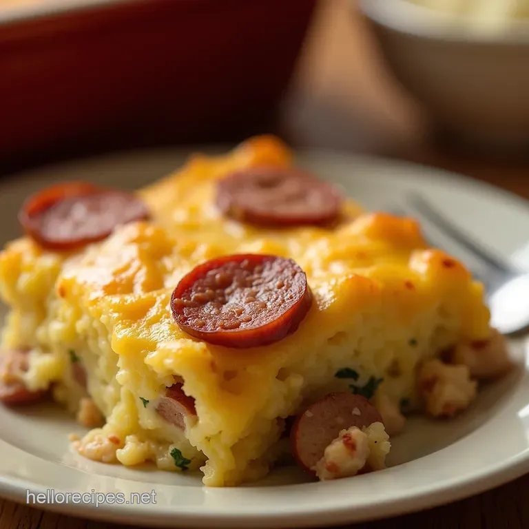 The Sleep in Sausage Cheese Breakfast Bake an Overnight Casserole Miracle presentation