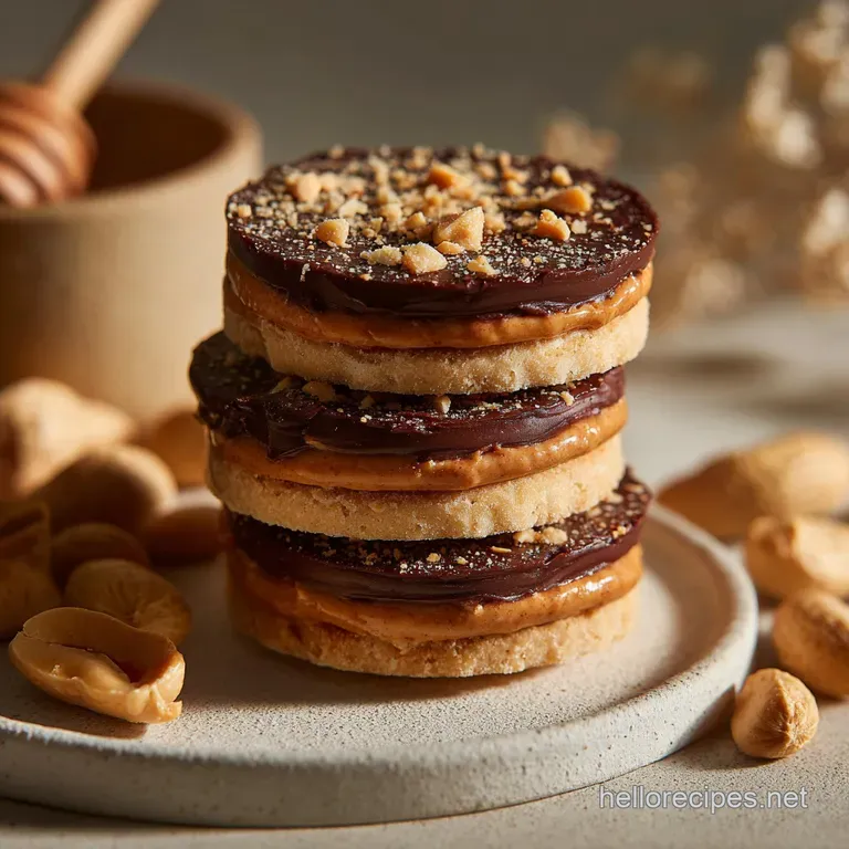 Three stacked peanut butter energy balls dusted with cocoa powder. A simple treat elevated with a chocolatey finish.