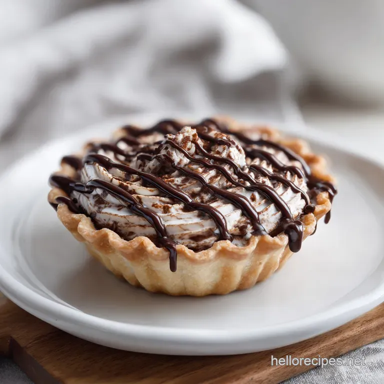 A single pecan lace cup drizzled with chocolate, presented on a plate, showcasing its crisp edges and tempting chocolate.