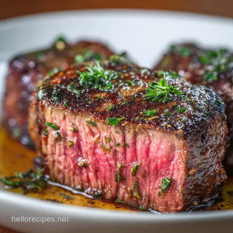 Chuck Eye Steak: Pan-Seared with Garlic-Herb Baste presentation