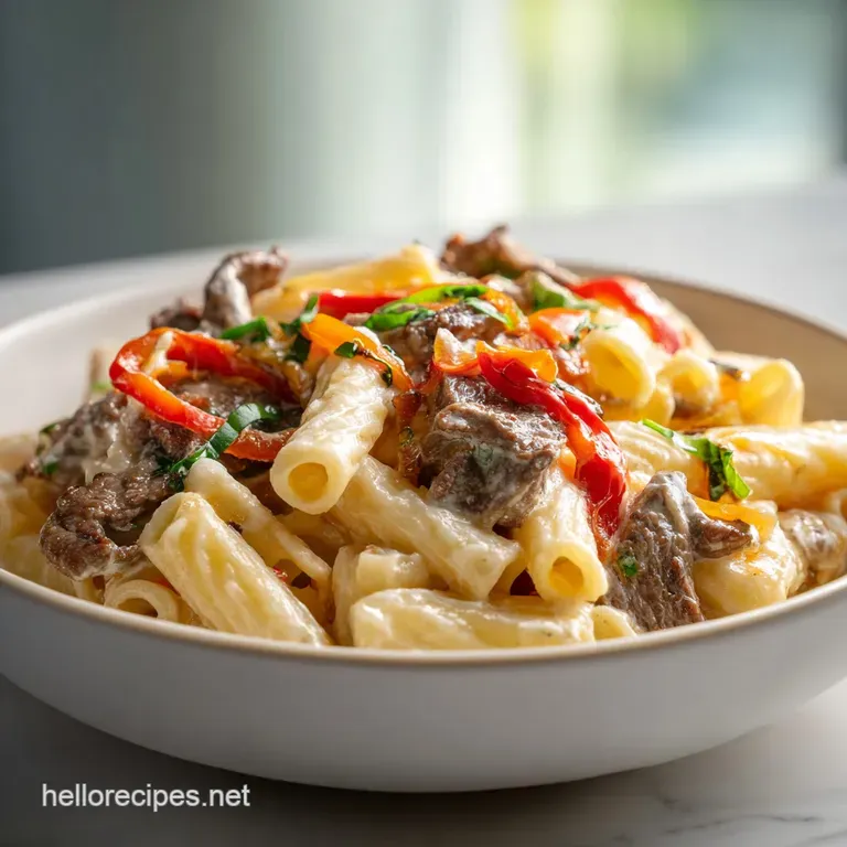 Philly Cheesesteak Pasta: Creamy & Savory