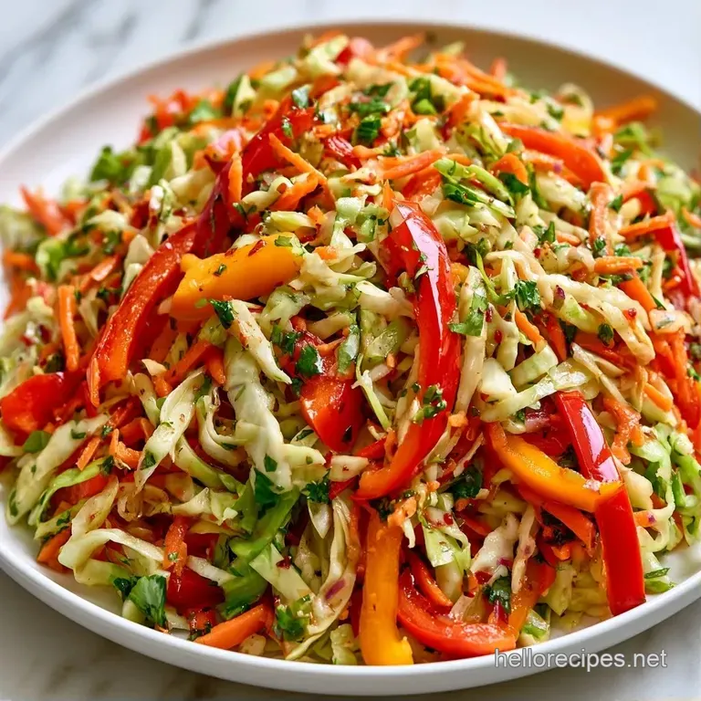A glass jar filled with crisp, colorful shredded vegetables and sliced peppers on a rustic wooden tabletop.