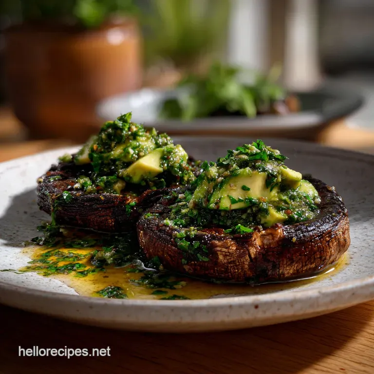 Portobello Steaks with Avocado Chimichurri