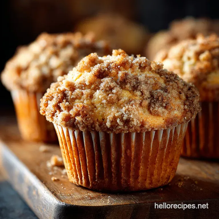 Proper Cinnamon Muffins with Streusel Topping (Tall Bakery Dome) presentation