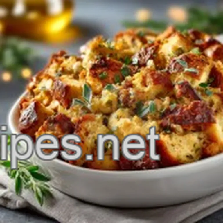 Proper Classic Sage and Thyme Thanksgiving Dressing Stuffing presentation