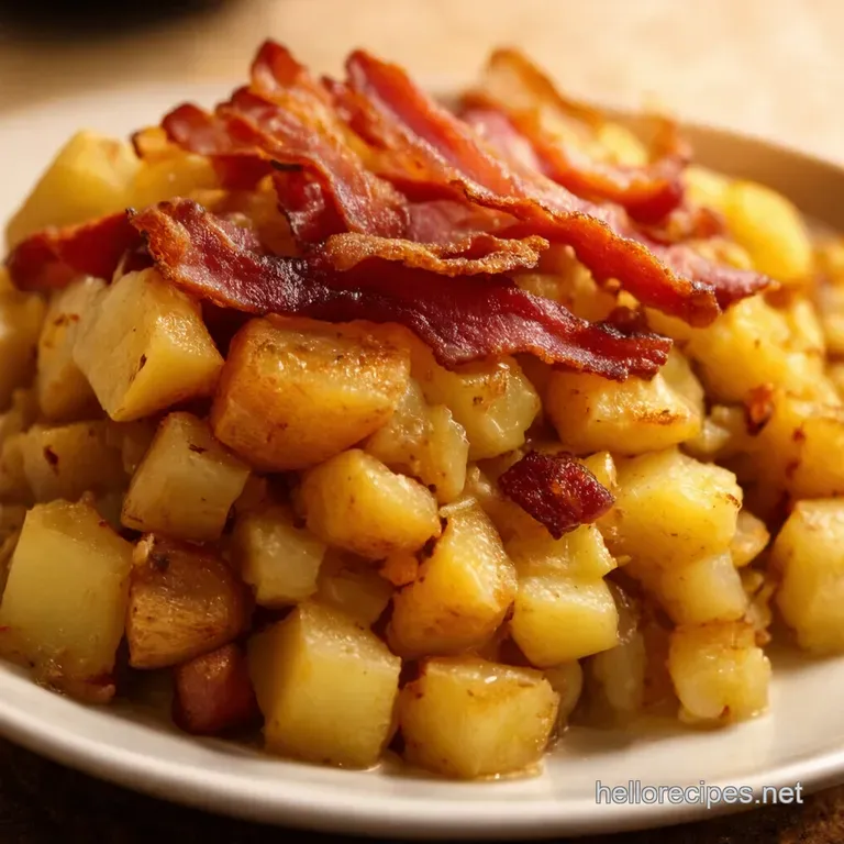 Proper Easy Bacon Potato Breakfast Hash with a Sunnyside Up Egg presentation