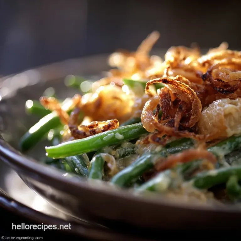 Green Bean Casserole: Fresh Haricots Verts Homemade Mushroom Velout&eacute;