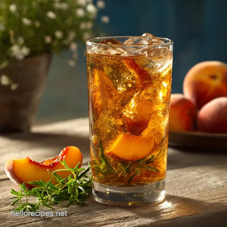 Peach Iced Tea: the Proper Chefs Recipe with Homemade Syrup presentation