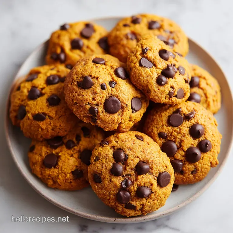 A stack of soft, orange cookies on a white ceramic plate, garnished with a dusting of cinnamon and fresh mint.
