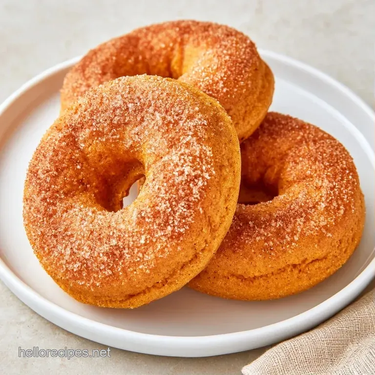 A neat stack of soft orange donuts topped with creamy white glaze and a dusting of nutmeg on a ceramic plate.