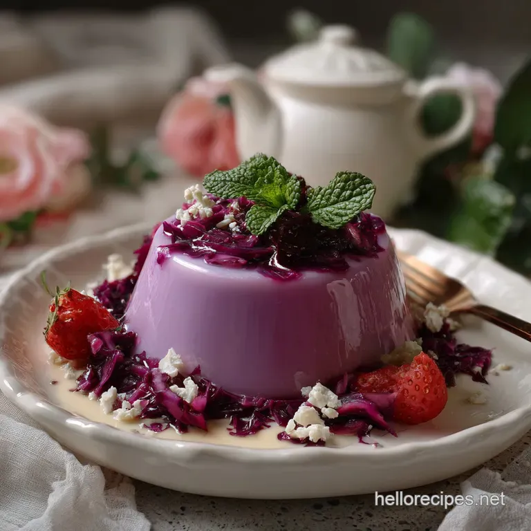 Vibrant Purple Cabbage Panna Cotta Healthy Recipe presentation