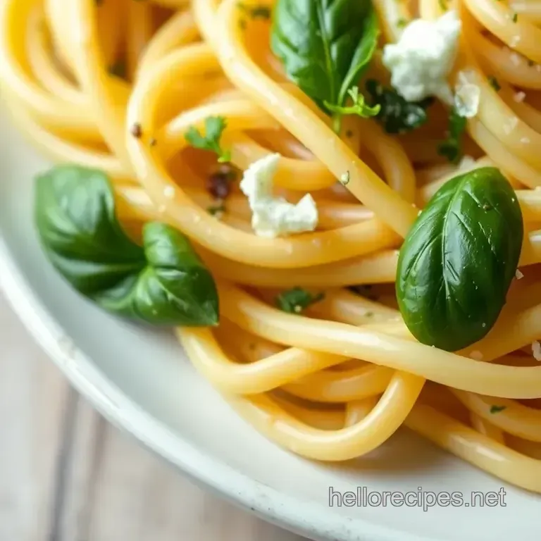 Quick Creamy Pasta with Fresh Herbs presentation
