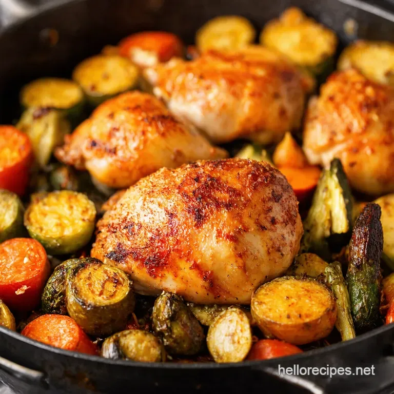 Quick Crispy Sheet Pan Chicken Rainbow Veggies presentation