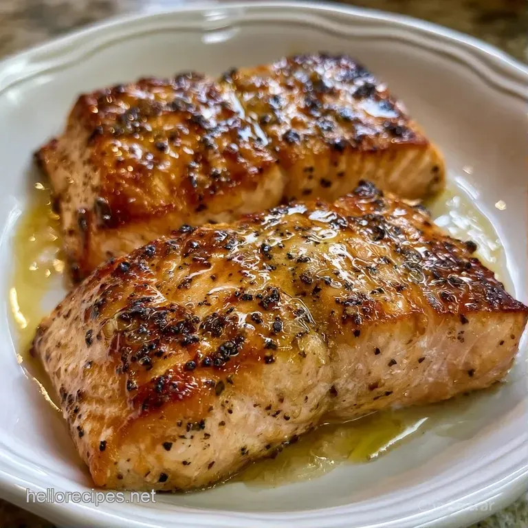 Perfectly seared pink salmon fillet served on a bed of quinoa with a drizzle of lemon butter and fresh parsley.