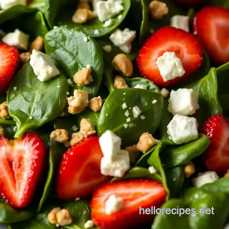 Quick Spinach Salad with Sweet Strawberries presentation