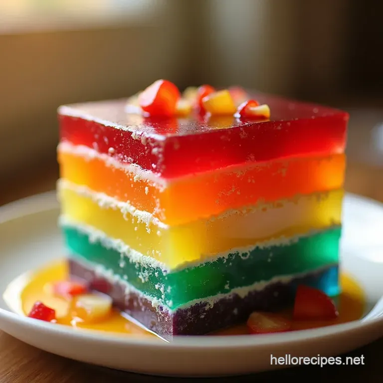 Rainbow Layered Jello Delight a Jiggly Masterpiece presentation