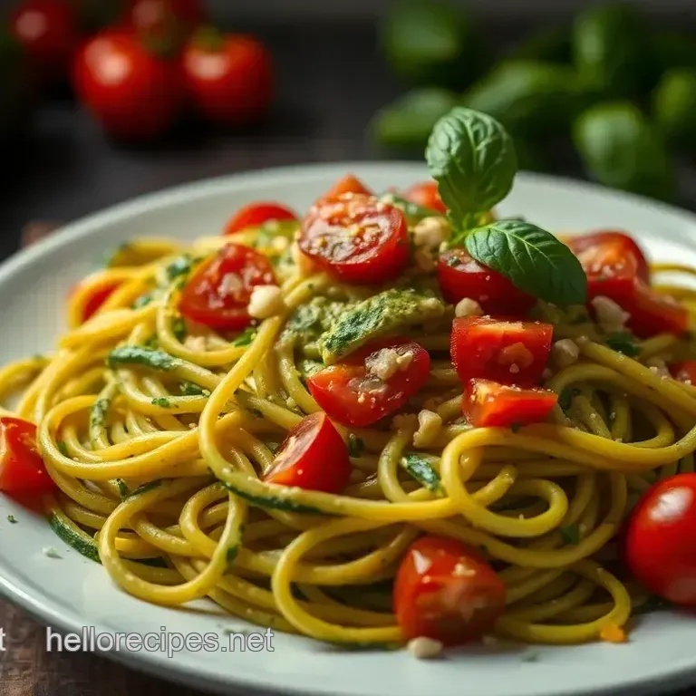 Delicious Raw Vegan Recipes: Zucchini Linguine with Creamy Avocado Pesto