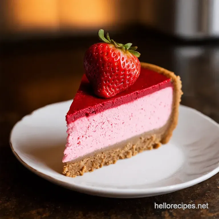 Red Velvet Strawberry Crumble Cheesecake presentation