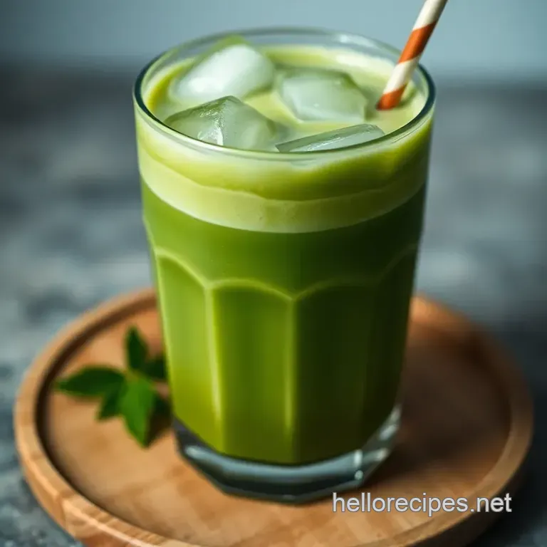 Refreshing Iced Matcha Latte: A Vibrant Green Sip presentation