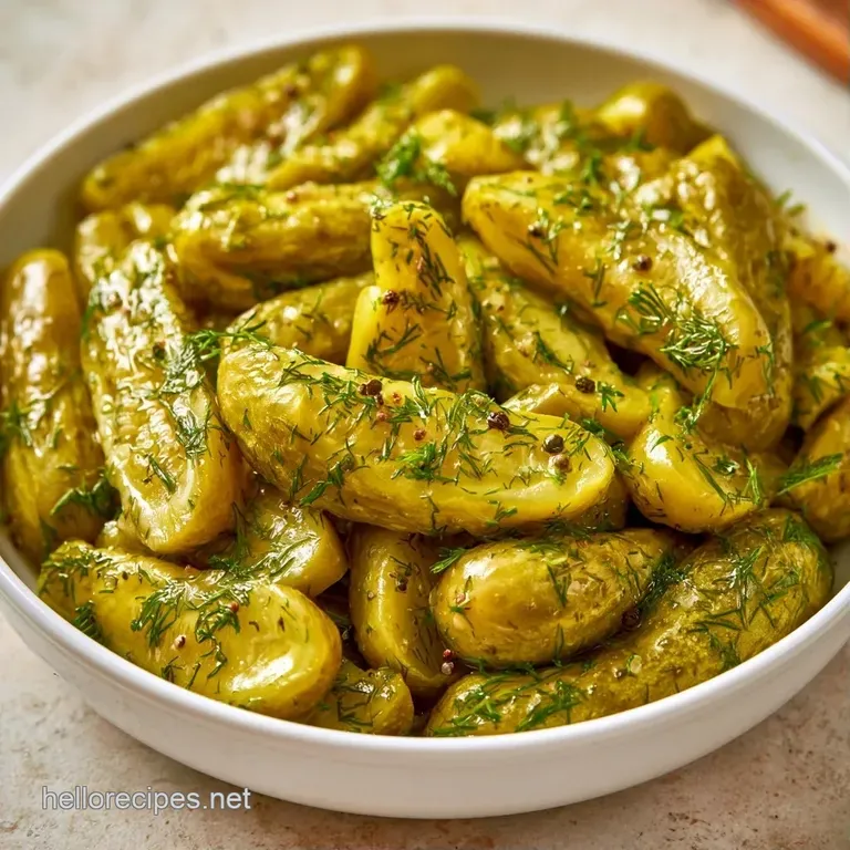 Crisp green cucumber spears on a white platter, accented with fresh dill sprigs and scattered black peppercorns.