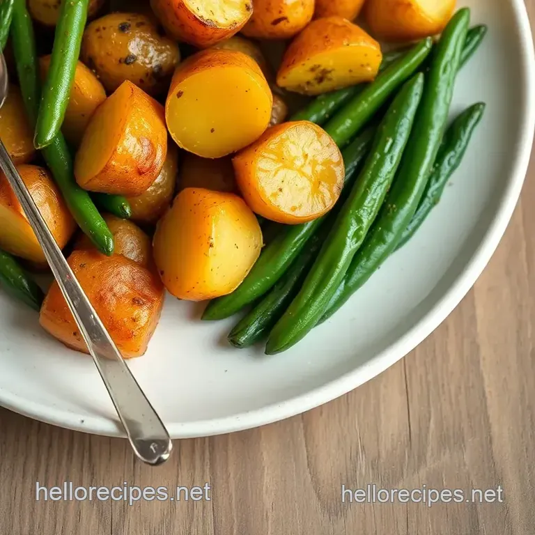Simply Roasted Baby Potatoes & Green Beans presentation