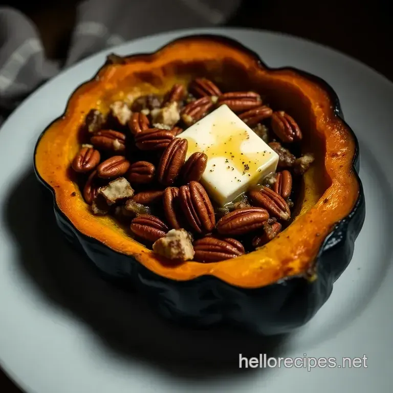 Roasted Acorn Squash with Maple-Pecan Crumble presentation
