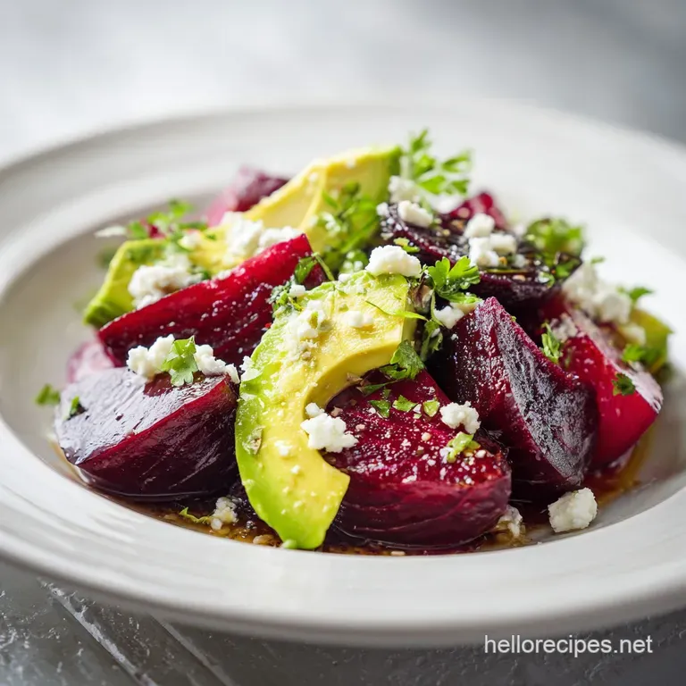 Roasted Beet Avocado Feta Salad with Feta