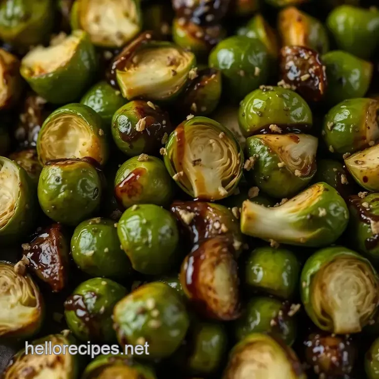 Roasted Brussels Sprouts with Balsamic Glaze and Parmesan presentation