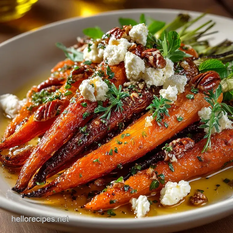HoneyGlazed Roasted Carrots with Creamy Goat Cheese and Crispy Candied Pecans
