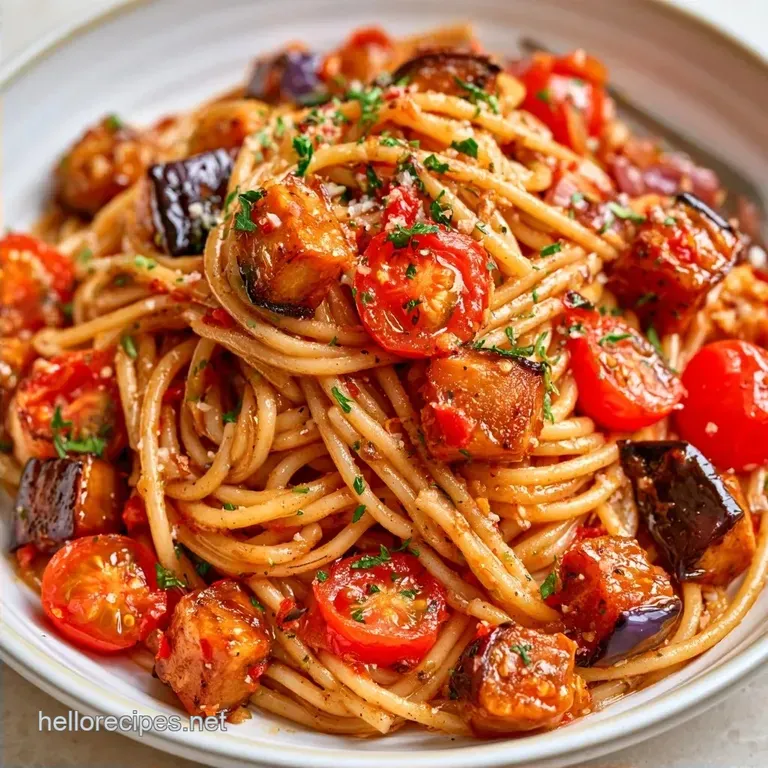 Roasted Eggplant Tomato Pasta