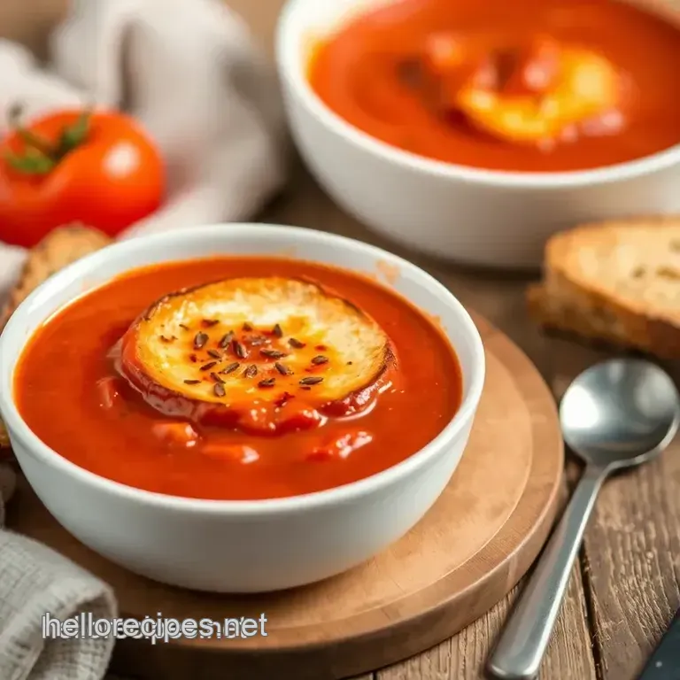 Roasted Tomato Soup with Grilled Cheese presentation