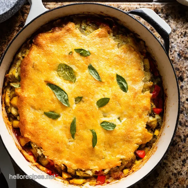 Roasted Vegetable and Halloumi Shepherds Pie presentation