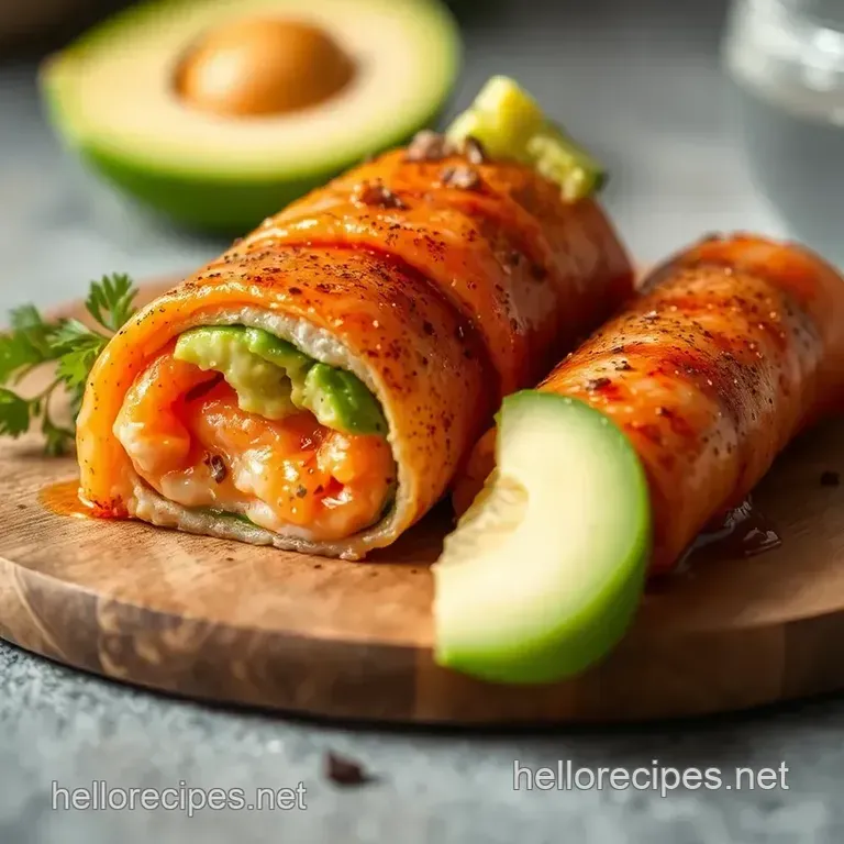 Roll-Up Spicy Salmon with Avocado Delight presentation
