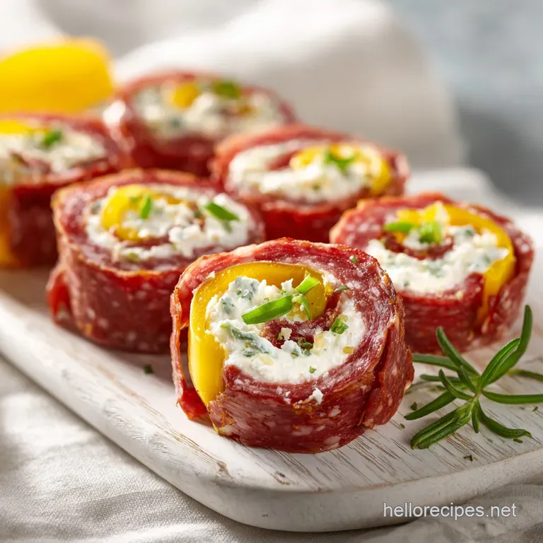 Salami Cream Cheese Pepperoncini Roll Ups