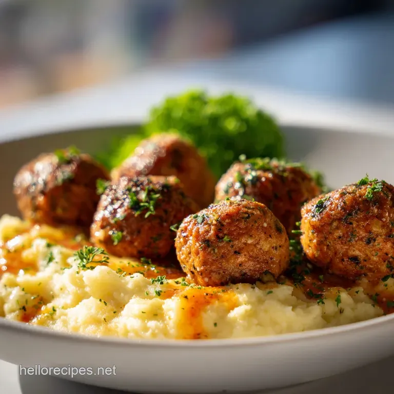 Salisbury Meatballs Mashed Potatoes with Velvety Potatoes