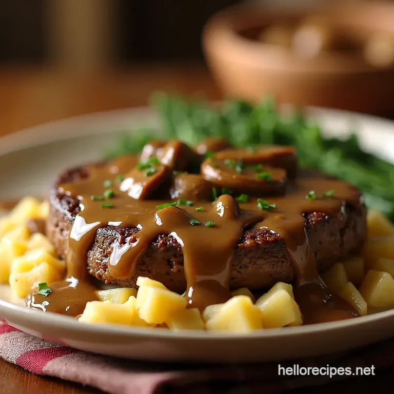 Salisbury Steak with Rich Mushroom Gravy presentation