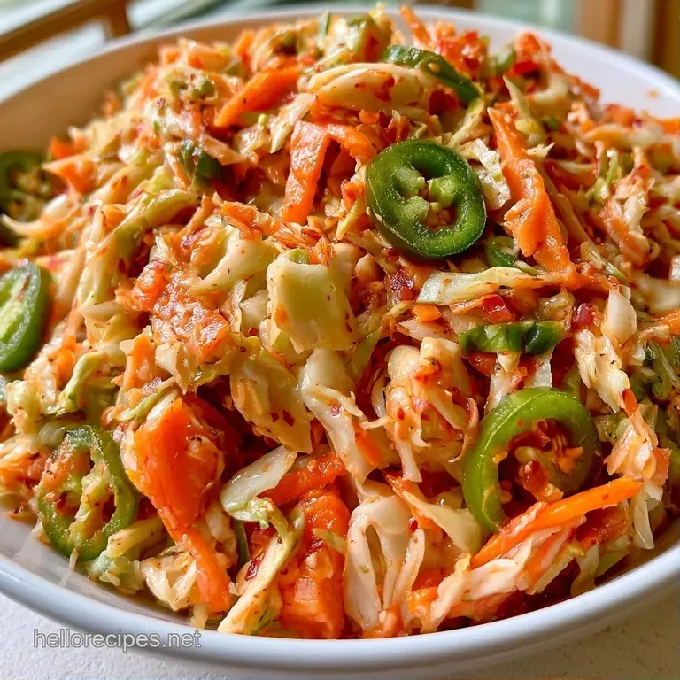 Colorful shredded cabbage and carrot salad piled high in a white ceramic bowl on a minimalist grey tabletop.